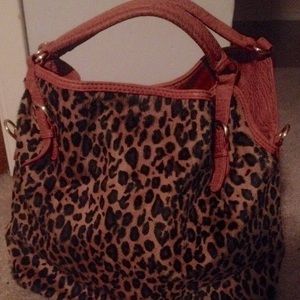 Leather hair on cheetah purse